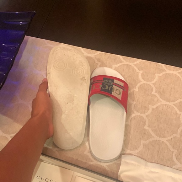 (AUTHENTIC) Gucci Sylvia Strip Canvas slide sandal